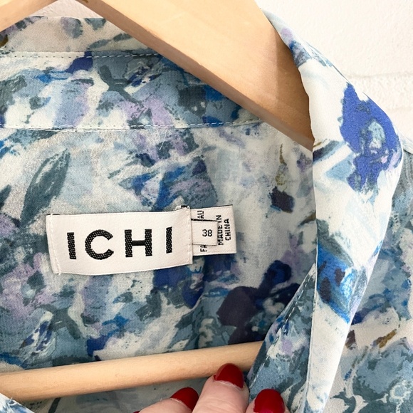 Anthropologie x ICHI IHNEALLY Shirt Boho Pleated Lightweight Blue M Oversized - Picture 6 of 16